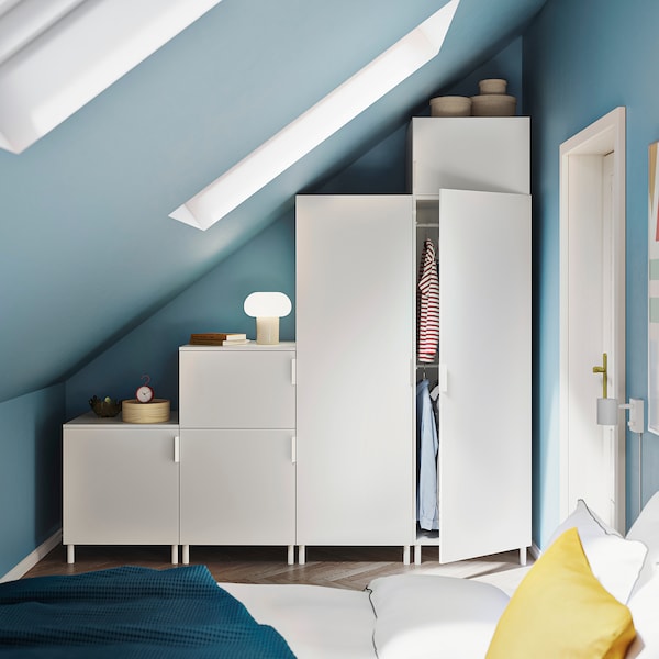 PLATSA Kleiderschrank mit 6 Türen, weiß/Fonnes weiß, Osterangebot