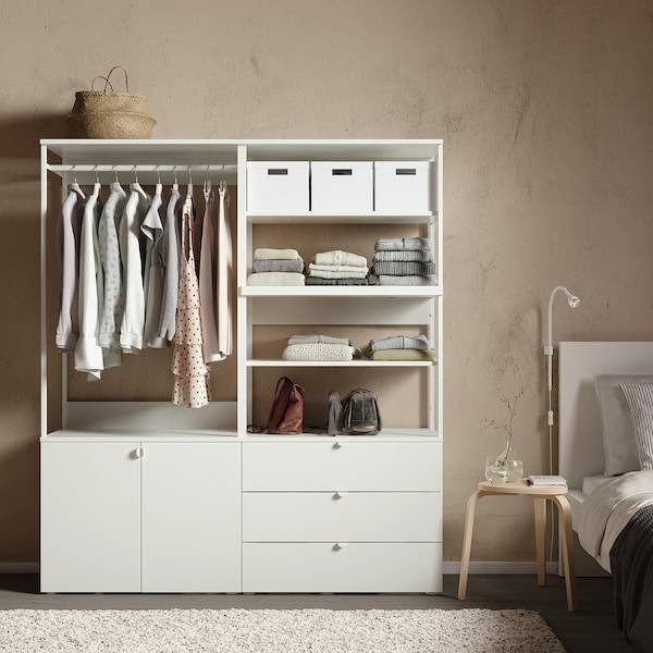 PLATSA Kleiderschrank m 2 Türen+3Schubl., weiß/Fonnes weiß, Vatertagsangebot