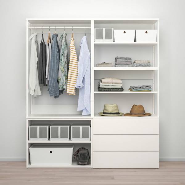 PLATSA Kleiderschrank m 2 Türen+3Schubl., weiß/Fonnes weiß, Vatertagsangebot