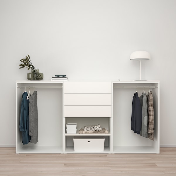 PLATSA Kleiderschr m 4 Türen+3 Schubl., weiß FONNES weiß/SANNIDAL weiß, Lagerräumung
