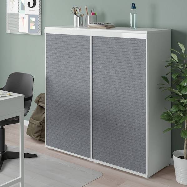 PLATSA Schrank mit 2 Schiebetüren, weiß Larkollen/dunkelgrau, Blitzangebot