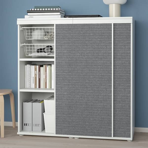 PLATSA Schrank mit 2 Schiebetüren, weiß Larkollen/dunkelgrau, Blitzangebot
