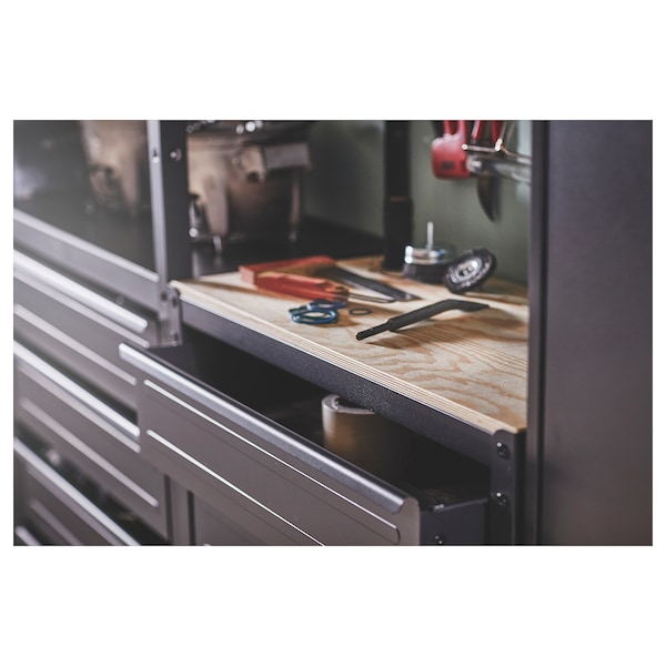 BROR Arbeitstisch mit Schubladen, schwarz/Kiefersperrholz, Online Shopping