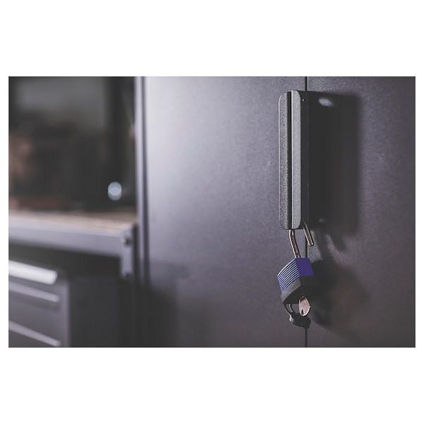 BROR Aufbew. mit Schrank/Werkbank, schwarz/Kiefersperrholz, Black Friday