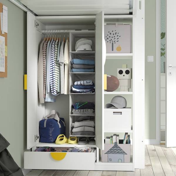 SMÅSTAD Hochbett, weiß blassrosa/mit Schreibtisch 3 Schubladen, Online Outlet