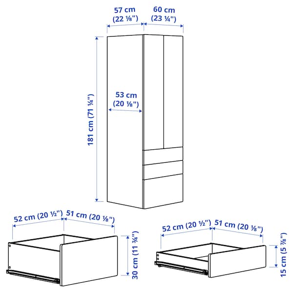 SMÅSTAD / PLATSA Kleiderschrank, weiß weiß/3 Schubladen, Bestseller