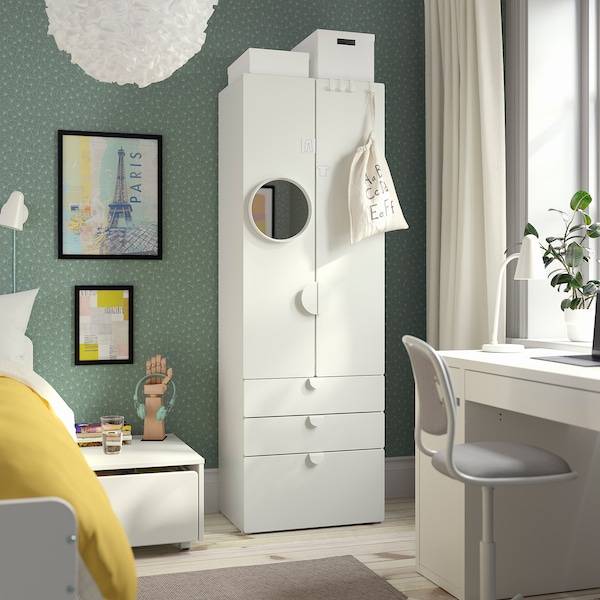 SMÅSTAD / PLATSA Kleiderschrank, weiß weiß/3 Schubladen, Wochenangebot
