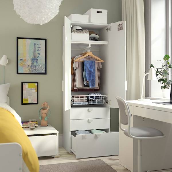 SMÅSTAD / PLATSA Kleiderschrank, weiß weiß/3 Schubladen, Wochenangebot