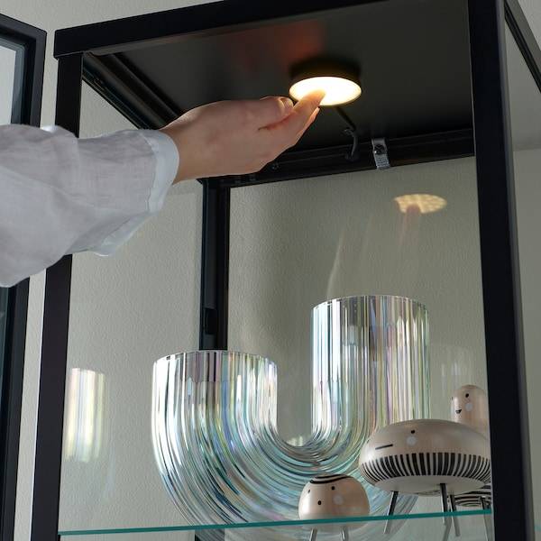 BLÅLIDEN / STRIMSÄV Vitrine mit Beleuchtung, schwarz Outlet