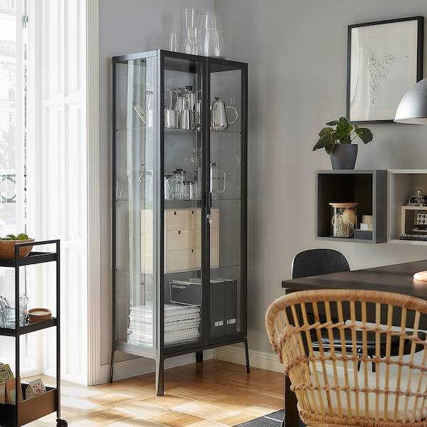 MILSBO Vitrine, anthrazit, Angebote