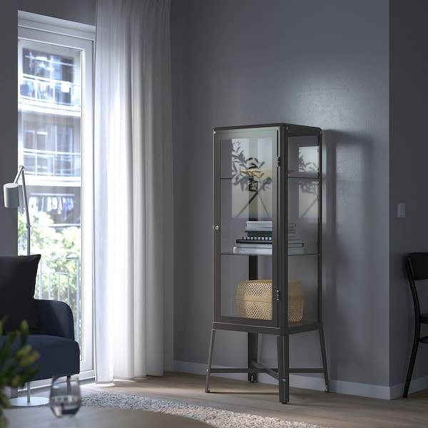 FABRIKÖR Vitrine, dunkelgrau, Schlussverkauf