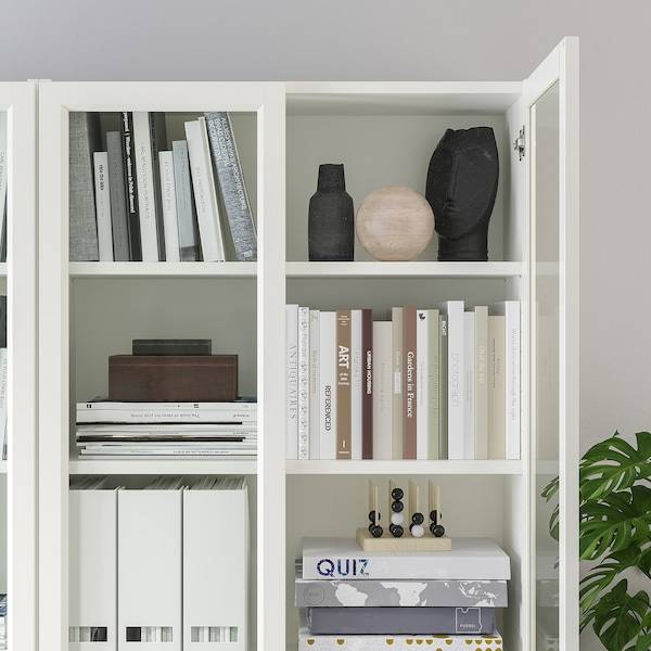BILLY / OXBERG Bücherregal mit Paneel-/Vitrtüren, weiß/Glas, Meist gekauft