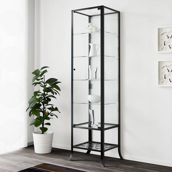 KLINGSBO Vitrine, schwarz/Klarglas, Kostenloser Versand