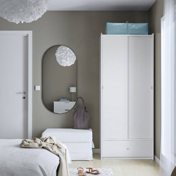 BRUKSVARA Kleiderschrank mit Schiebetüren, weiß, Begrenztes Angebot