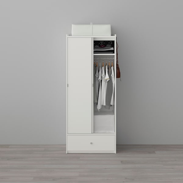 BRUKSVARA Kleiderschrank mit Schiebetüren, weiß, Begrenztes Angebot
