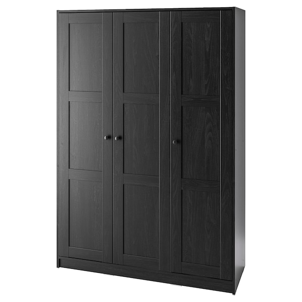 RAKKESTAD Kleiderschrank mit 3 Türen, schwarzbraun,