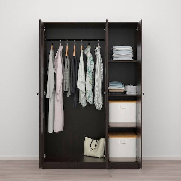 RAKKESTAD Kleiderschrank mit 3 Türen, schwarzbraun, Preisnachlass