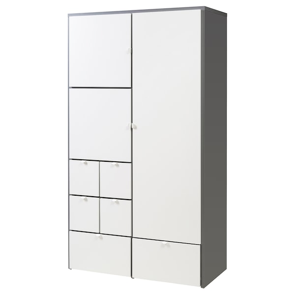 VISTHUS Kleiderschrank, grau/weiß,