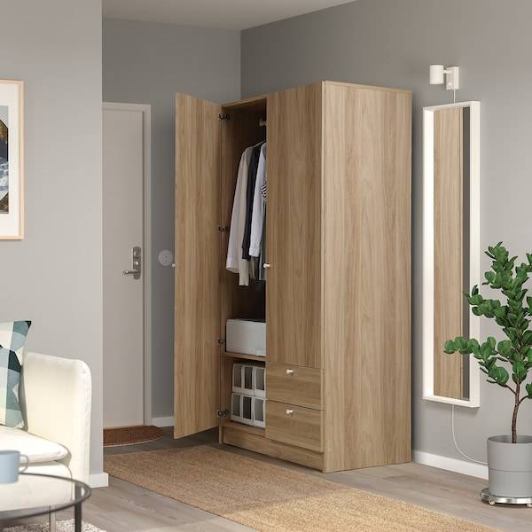 VILHATTEN Kleiderschrank m 2 Türen+2Schubl., Eichenachbildung, Valentinstagsangebot
