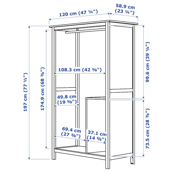 HEMNES Kleiderschrank mit 2 Schiebetüren, weiß gebeizt, Lagerräumung