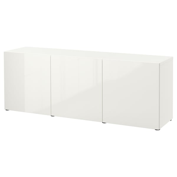 BESTÅ Aufbewahrung mit Türen, weiß/Selsviken Hochglanz/weiß,