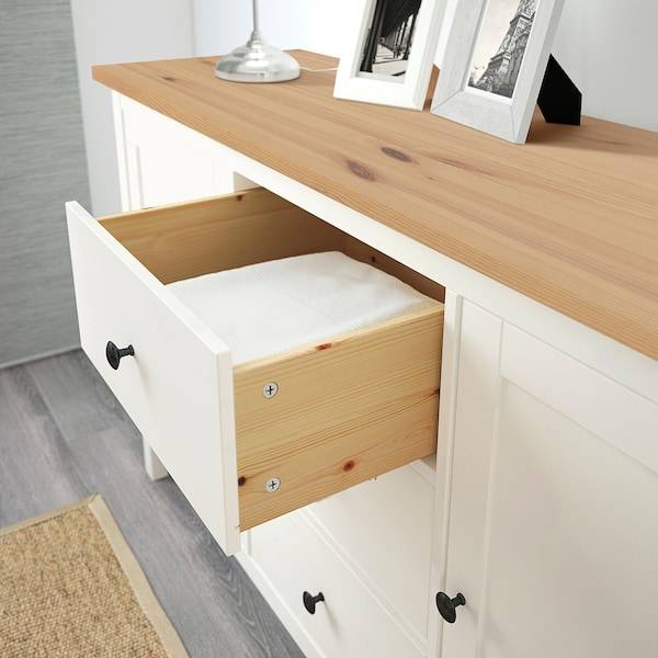 HEMNES Sideboard, weiß gebeizt/hellbraun, Letzte 2 Tage
