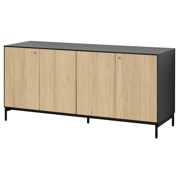BOASTAD Sideboard, schwarz/Eichenfurnier,