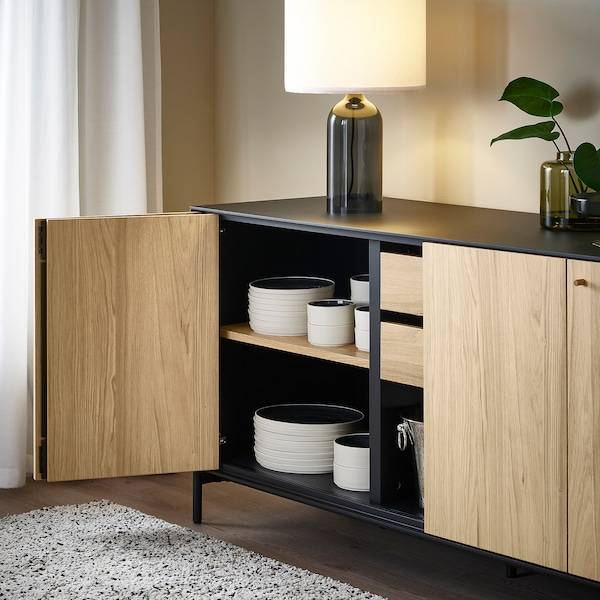 BOASTAD Sideboard, schwarz/Eichenfurnier, Letzter Tag