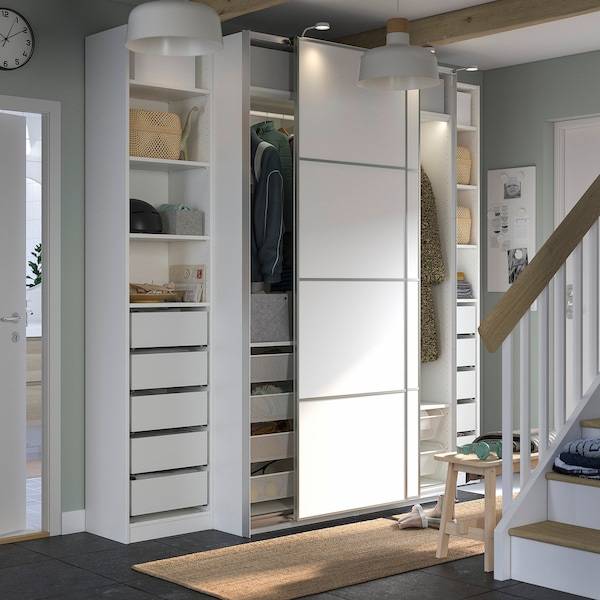 PAX / MEHAMN Kleiderschrank, weiß/doppelseitig weiß, 50% Rabatt für begrenzte Zeit