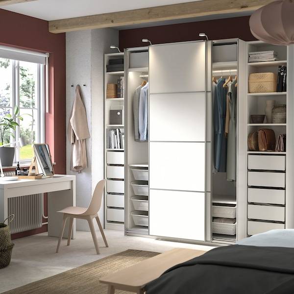 PAX / MEHAMN Kleiderschrank, weiß/doppelseitig weiß, 50% Rabatt für begrenzte Zeit