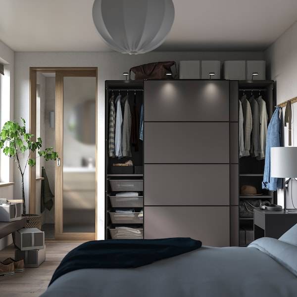 PAX / MEHAMN Kleiderschrank, dunkelgrau/doppelseitig dunkelgrau, Schlussverkauf