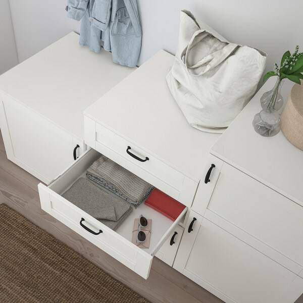 PLATSA Schrank mit Türen+Schubladen, weiß/Sannidal weiß, Limitierter Zeitrabatt