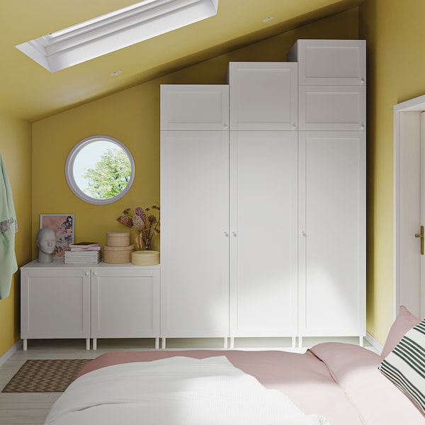 PLATSA Kleiderschrank mit 9 Türen, weiß Sannidal/weiß, Fabrikpreis