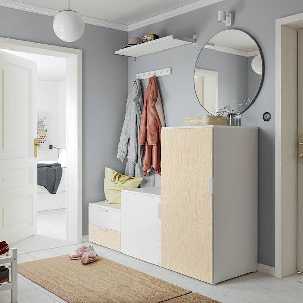 PLATSA Kleiderschrank m 2 Türen+2Schubl., weiß Kalbåden/glänzende Kiefernachbildung FONNES weiß, Flash Sale