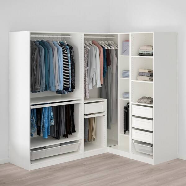 PAX / GRIMO/ÅHEIM Eckkleiderschrank, weiß/weiß Spiegelglas, Exklusivangebot