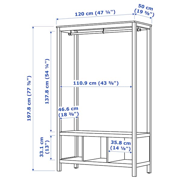 HEMNES Kleiderschrank, offen, weiß las., VIP-Rabatte