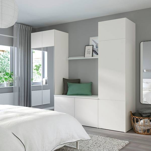 PLATSA Kleiderschrank mit 9 Türen, weiß STRAUMEN Spiegelglas/FONNES weiß, Neueste Stile