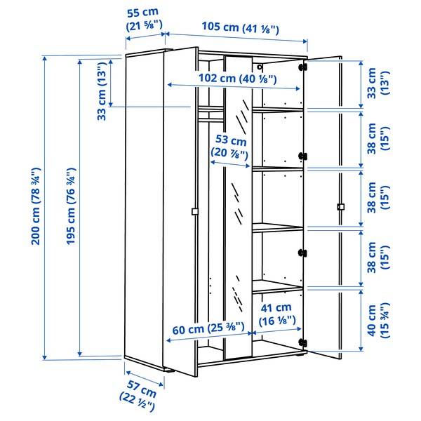 VIHALS Schrank-/Bankkombination, weiß/Spiegelglas, Letzte 2 Tage