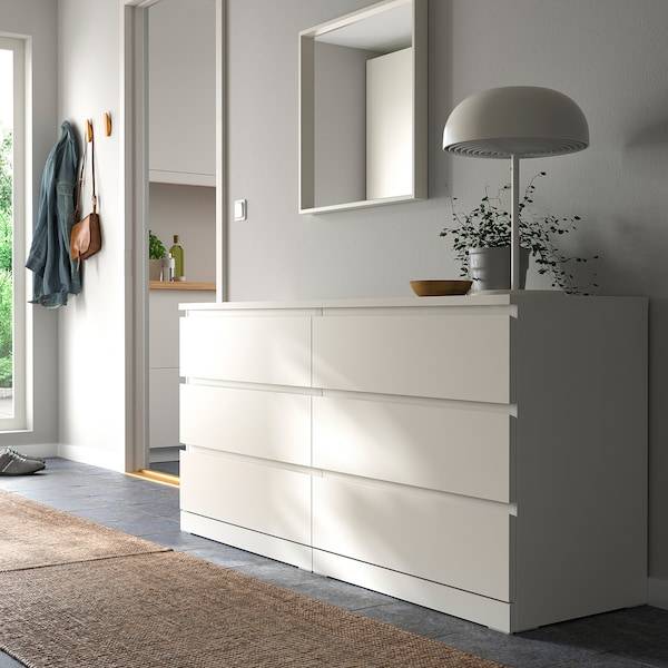 MALM Kommode mit 6 Schubladen, weiß, Bis zu 60% Rabatt