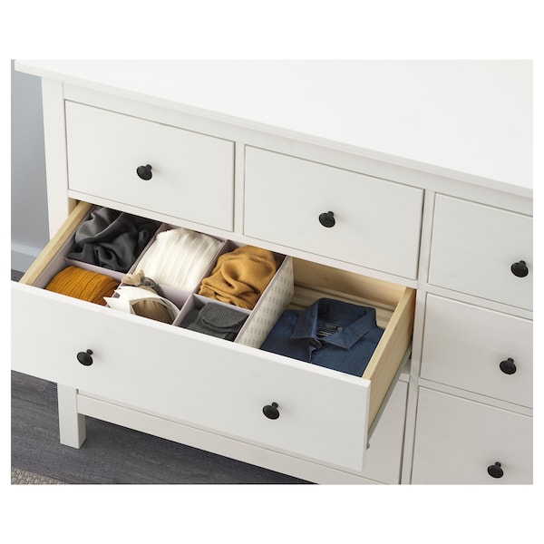 HEMNES Kommode mit 8 Schubladen, weiß gebeizt, Sonderangebot der Fabrik