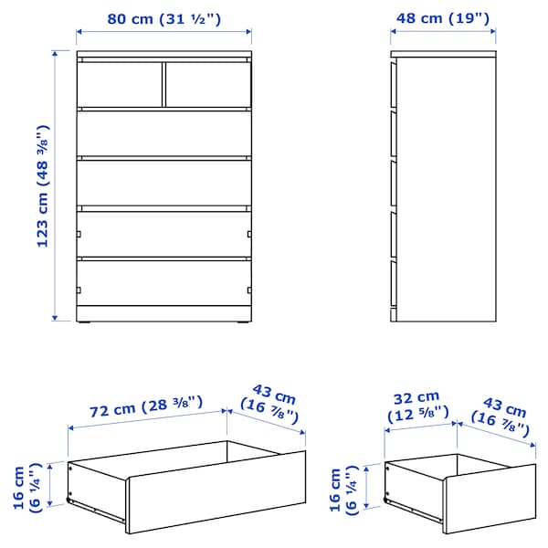 MALM Kommode mit 6 Schubladen, weiß, Super Rabatt