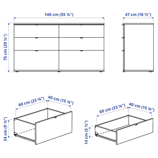 VIHALS Kommode mit 6 Schubladen, weiß/Verankerungs-/Entsperrfunktion, Black Friday Preise