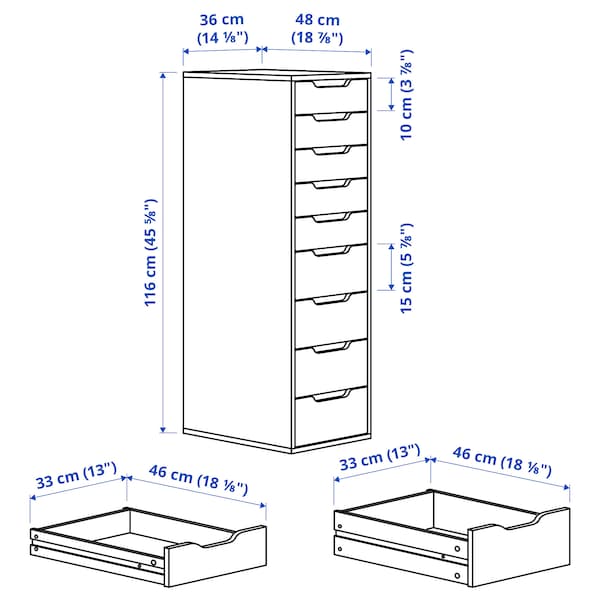 ALEX Schubladenelement, 9 Schubladen, weiß, Outlet