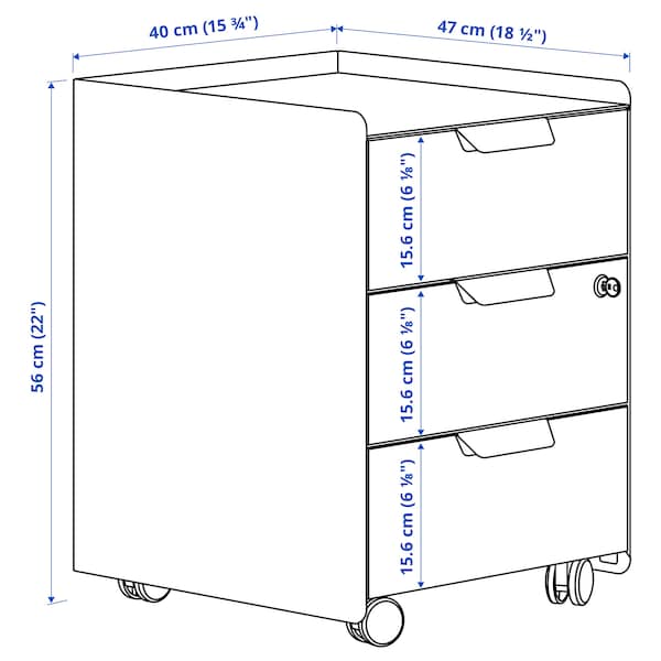 TROTTEN Rollcontainer mit 3 Schubladen, weiß Fabrikverkauf