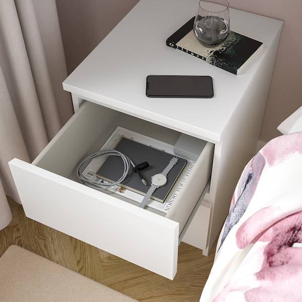 MALM Kommode mit 2 Schubladen, weiß, Kostenloser Versand