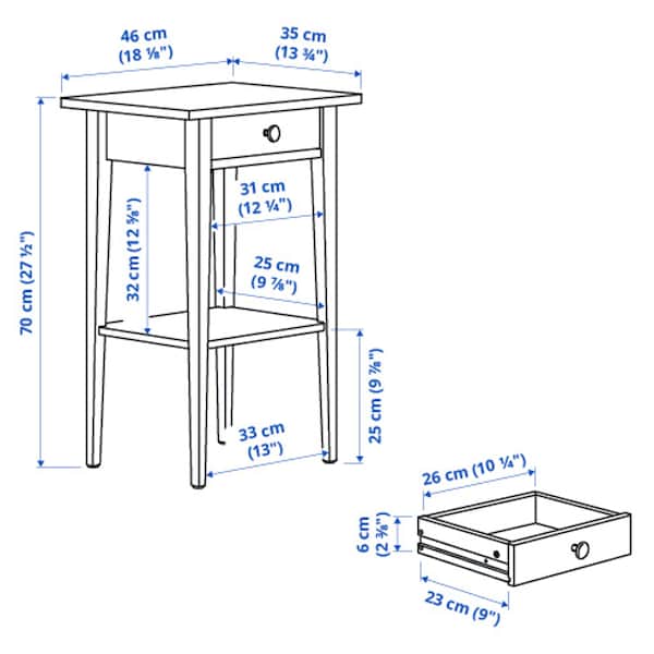 HEMNES Ablagetisch, weiß gebeizt, Fabrikpreis