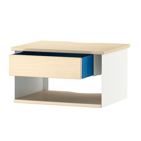 STOMSÖ Ablagetisch zur Wandmontage, Birkenachbildung weiß/blau,