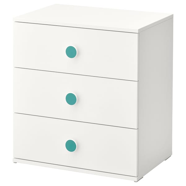 GODISHUS Kommode mit 3 Schubladen, weiß, Lagerräumung