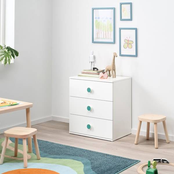 GODISHUS Kommode mit 3 Schubladen, weiß, Lagerräumung