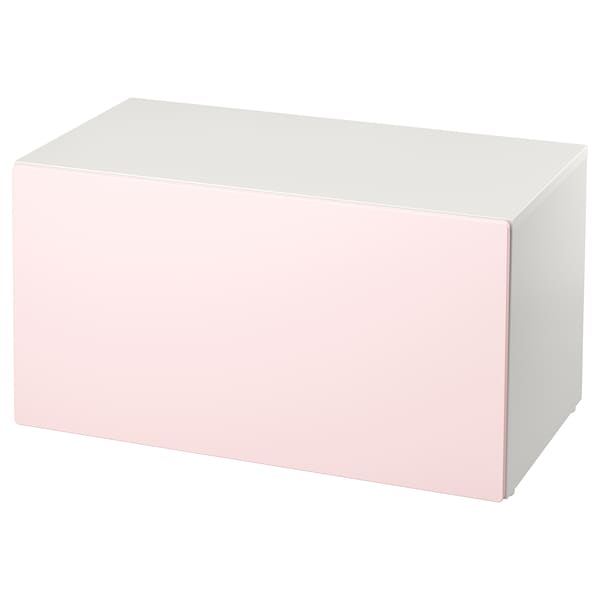 SMÅSTAD Bank mit Kasten, weiß/blassrosa, Blitzangebot